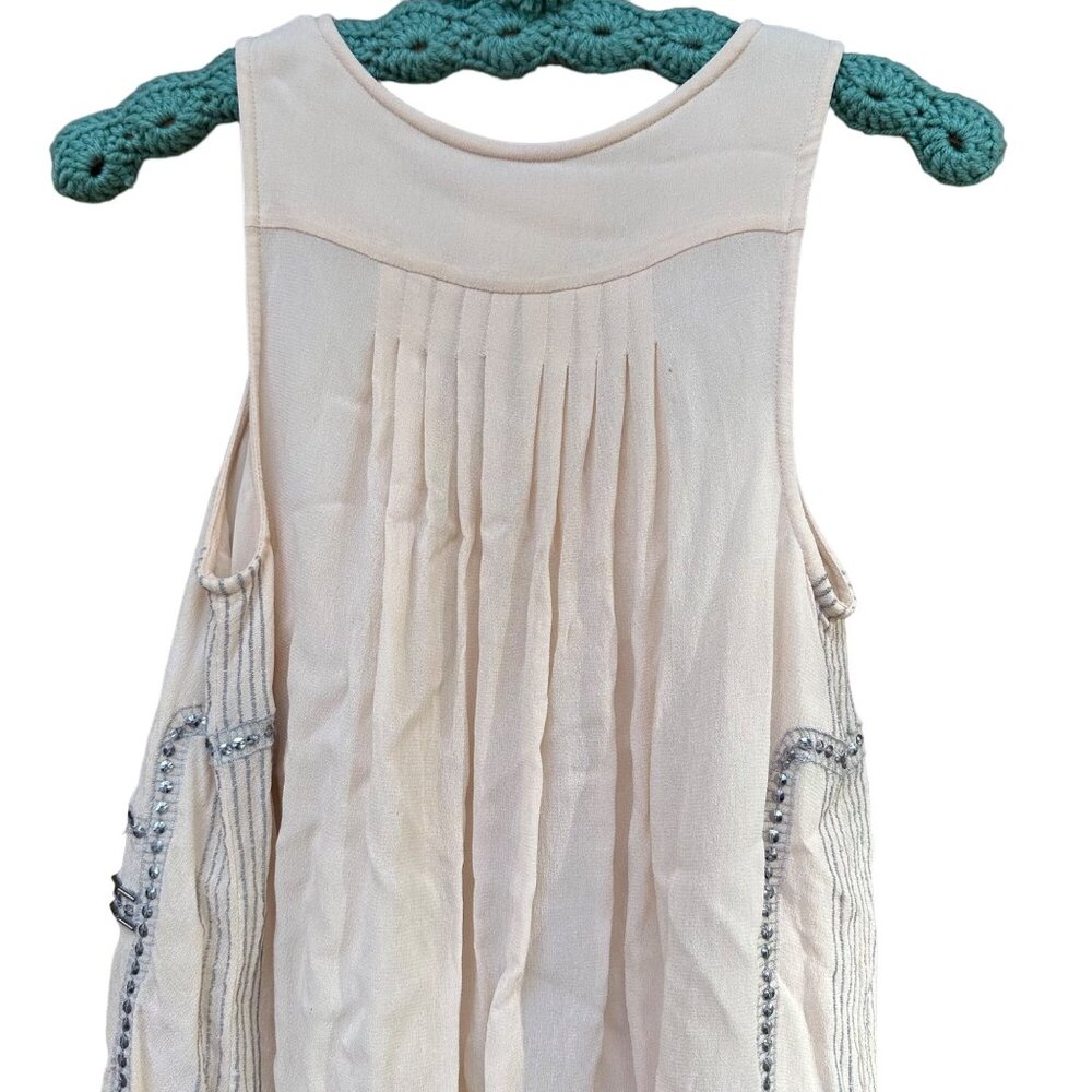 Moulinette Soeurs Beaded Velvet Flowy Tan Grey Tank Top Size XS - Picture 10 of 11